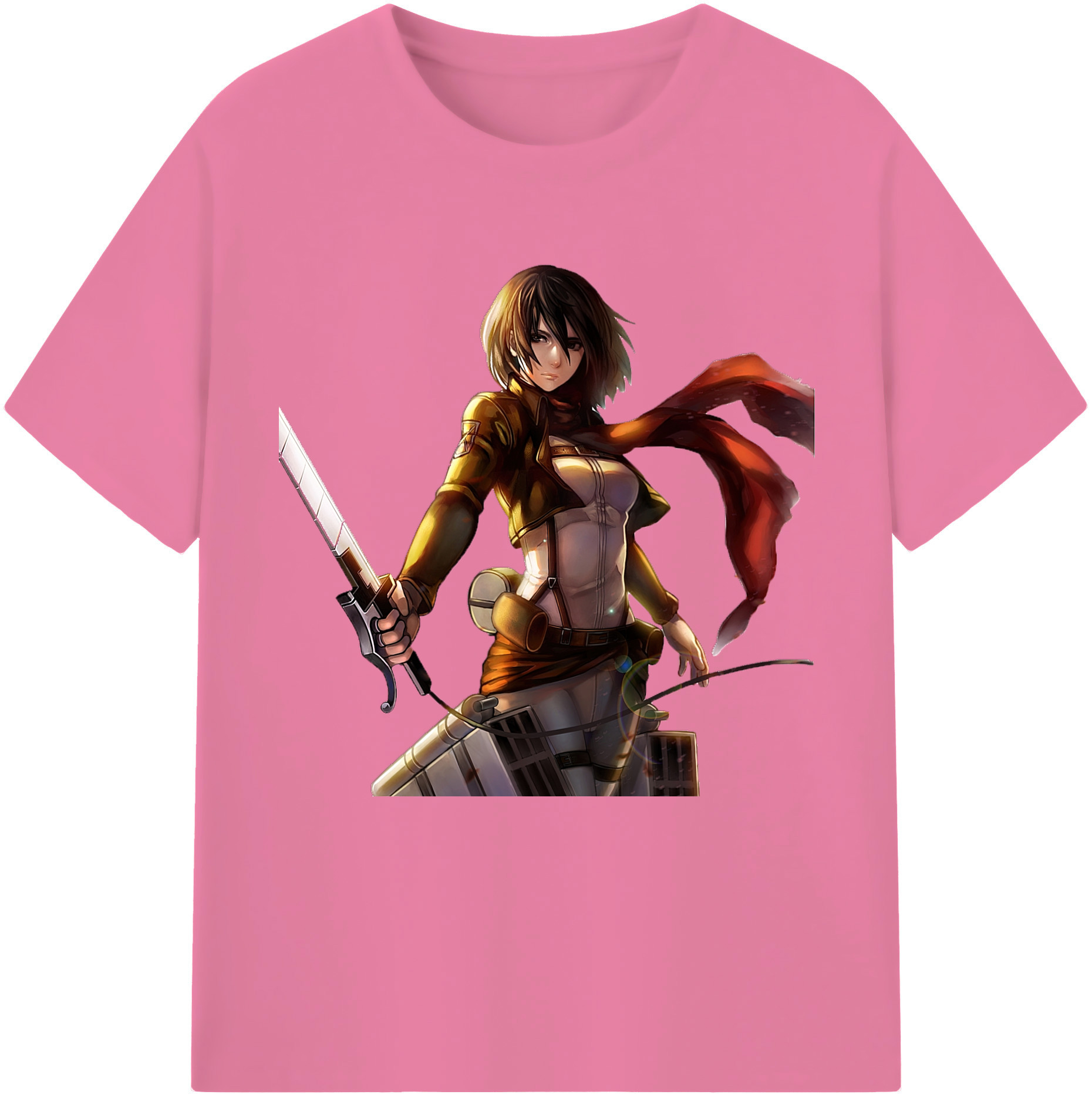 （画像用） 進撃の巨人 ミカサ·アッカーマン Attack on Titan Mikasa Ackerman 綿100％半袖Tシャツ（フロントプリント）